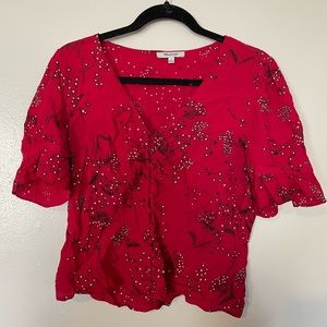 Madewell Red Floral Button Down Blouse